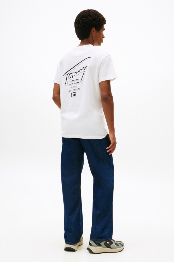 Tommy Jeans witte heren t-shirt | Model achteraanzicht