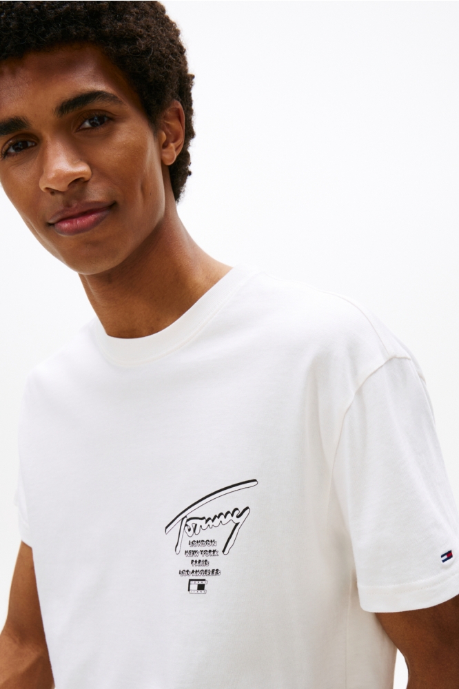 Tommy Jeans witte heren t-shirt | Close up