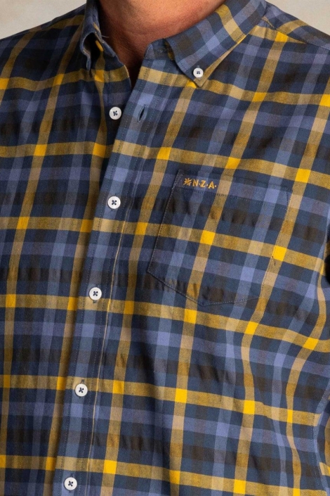 NZA blauwe heren overhemd | Close up