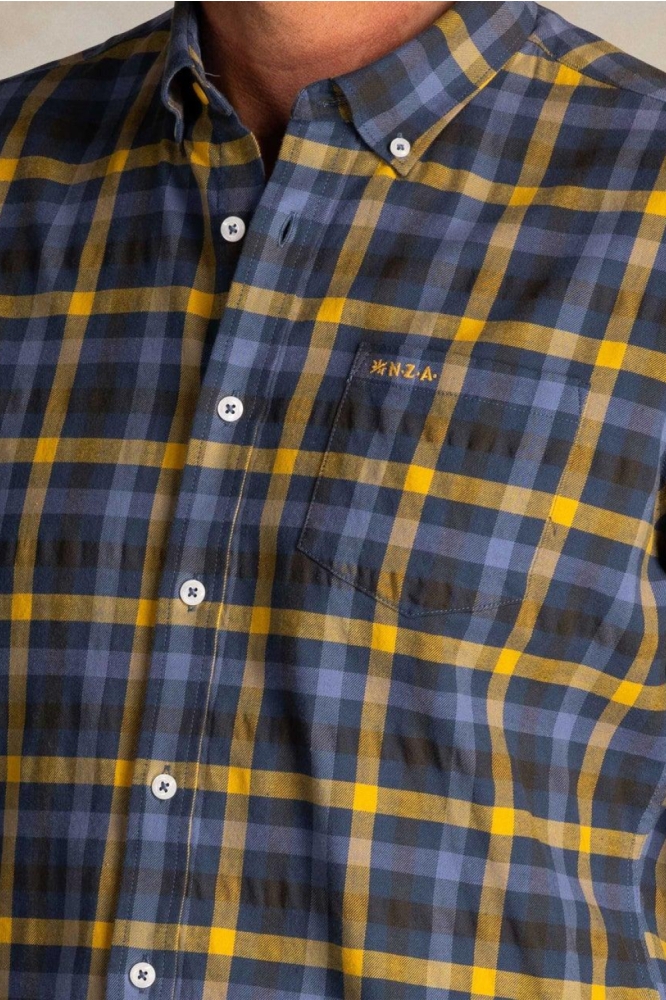 NZA blauwe heren overhemd | Close up