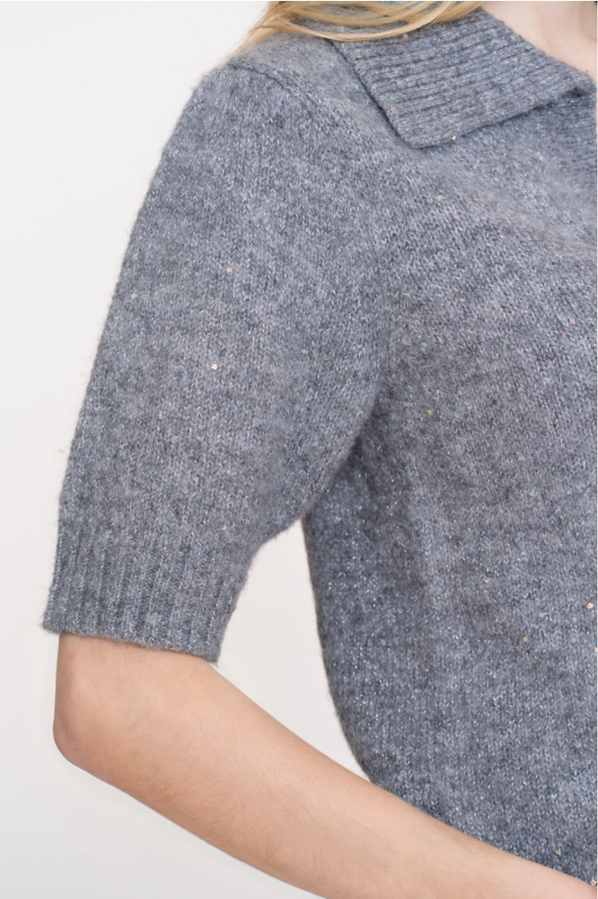 Geisha grijze dames trui | Close up