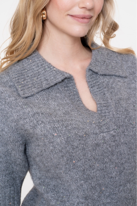 Geisha grijze dames trui | Close up