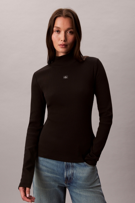 Calvin Klein zwarte dames t-shirt | Model vooraanzicht