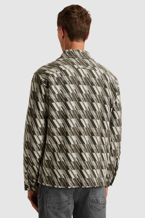 Cast Iron ecru heren overhemd | Model achteraanzicht