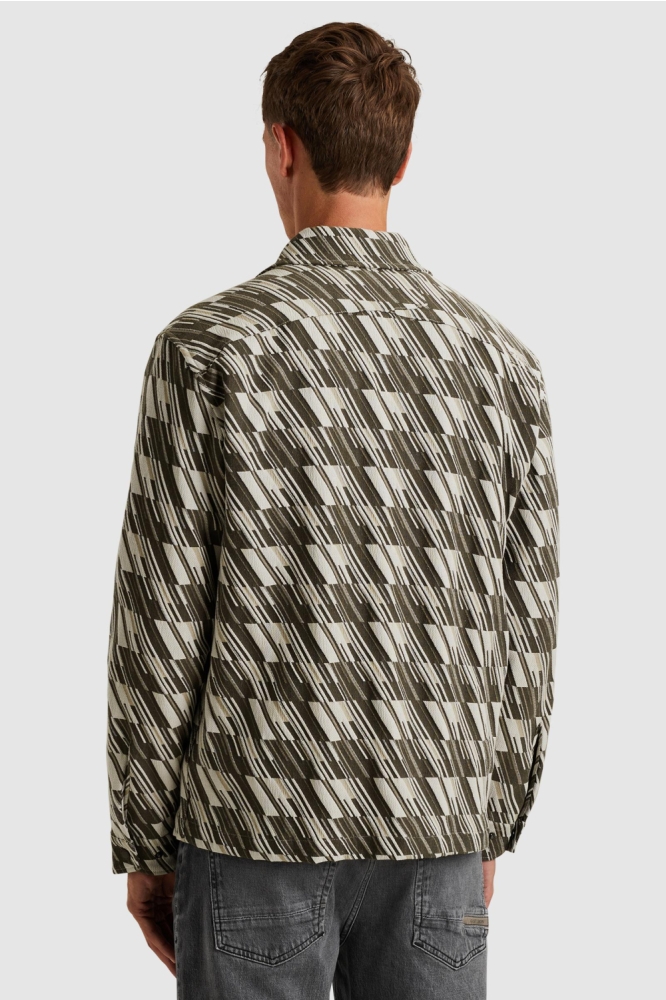 Cast Iron ecru heren overhemd | Model achteraanzicht