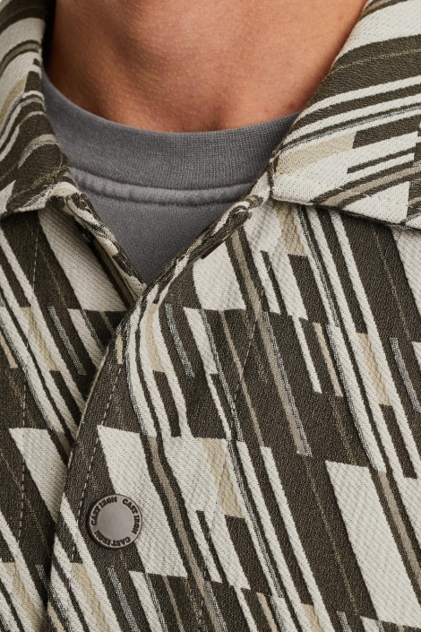 Cast Iron ecru heren overhemd | Close up