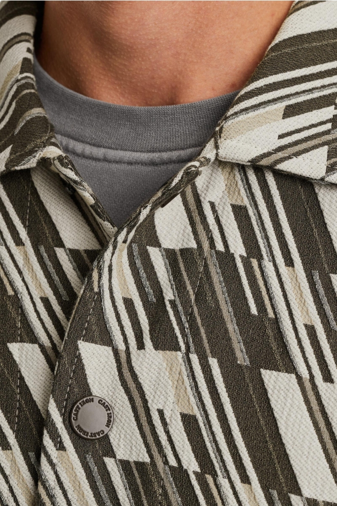 Cast Iron ecru heren overhemd | Close up