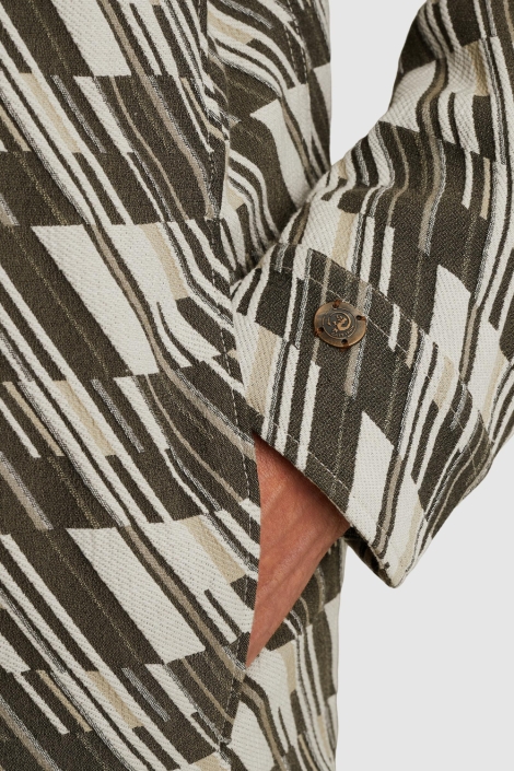 Cast Iron ecru heren overhemd | Close up