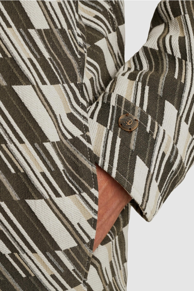 Cast Iron ecru heren overhemd | Close up