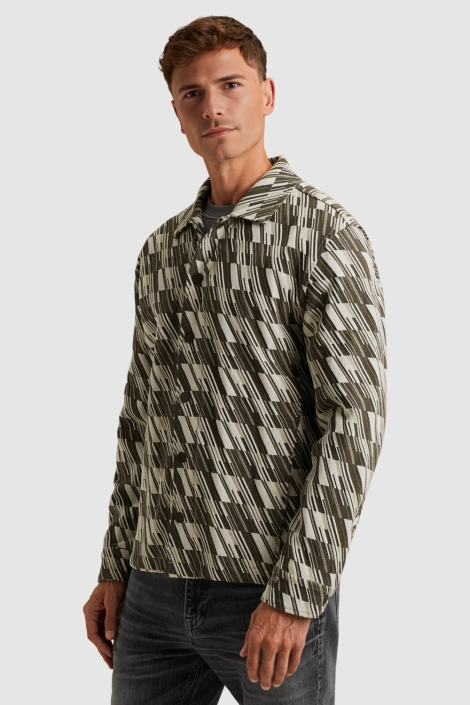 Cast Iron ecru heren overhemd | Model zijaanzicht