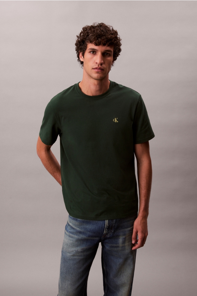 Calvin Klein groene heren t-shirt | Model vooraanzicht