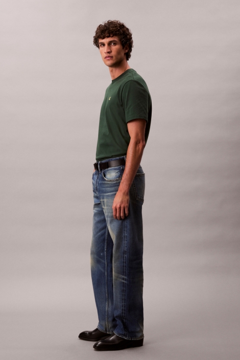 Calvin Klein groene heren t-shirt | Model zijaanzicht