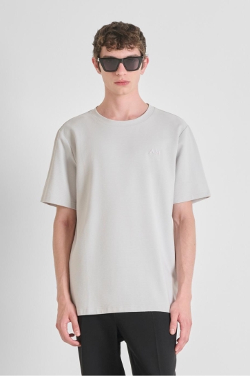 Antony Morato RELAXED FIT T SHIRT IN COTTON BLEND WITH EMBROIDERD LOGO MMKS02547 FA100263 1013 ICE