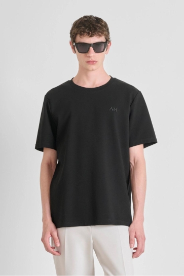Antony Morato T-shirt RELAXED FIT T SHIRT IN COTTON BLEND WITH EMBROIDERD LOGO MMKS02547 FA100263 9000 BLACK