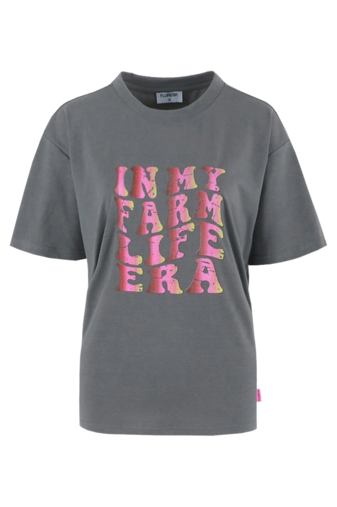 Fluresk grijze dames t-shirt | Vooraanzicht