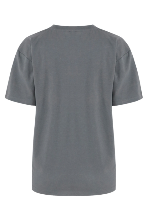 Fluresk grijze dames t-shirt | Achteraanzicht