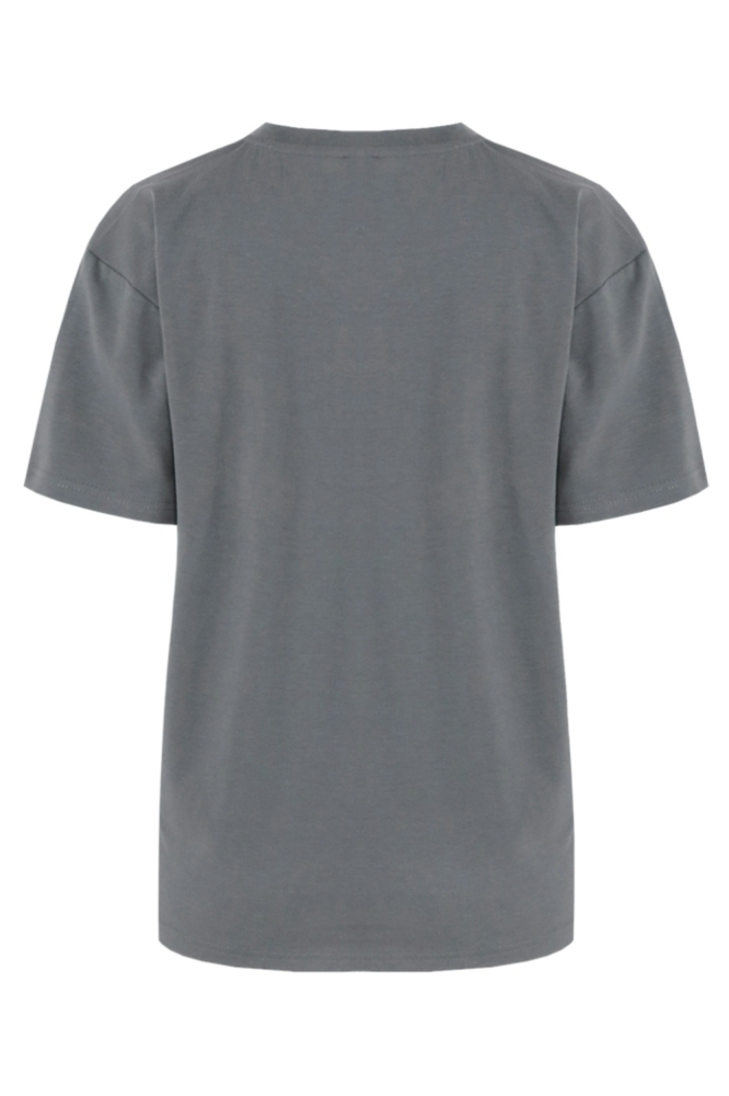 Fluresk grijze dames t-shirt | Achteraanzicht