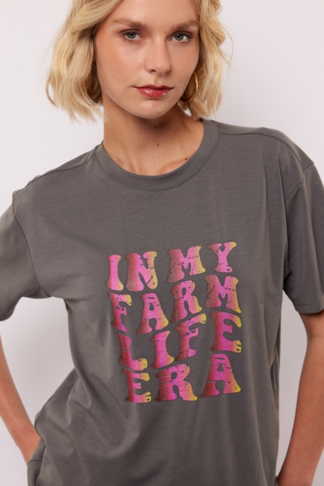 Fluresk grijze dames t-shirt | Close up