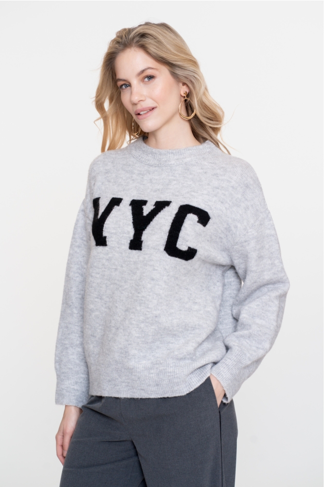 Geisha grijze dames trui | Model vooraanzicht