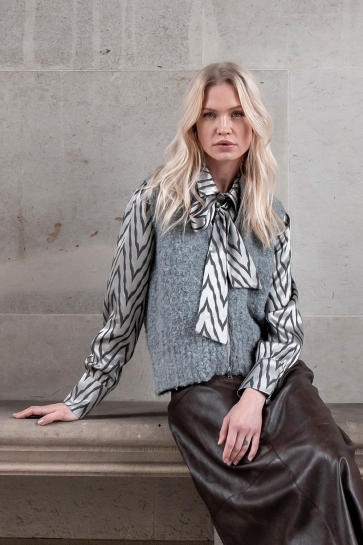 Geisha Vest WOL SINGLET MET RITSSLUITING 54574 29 000930 MID GREY