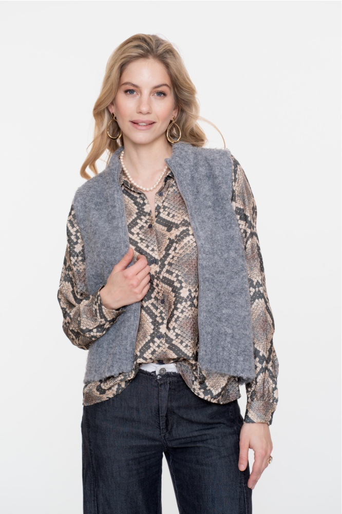 Geisha grijze dames gilet | Model vooraanzicht