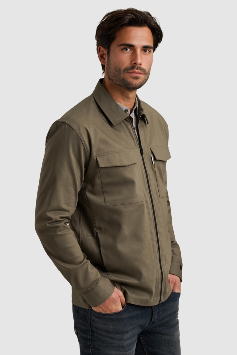 Cast Iron bruine heren jas | Model zijaanzicht