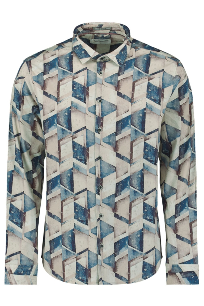 NO-EXCESS blauwe heren overhemd | Vooraanzicht