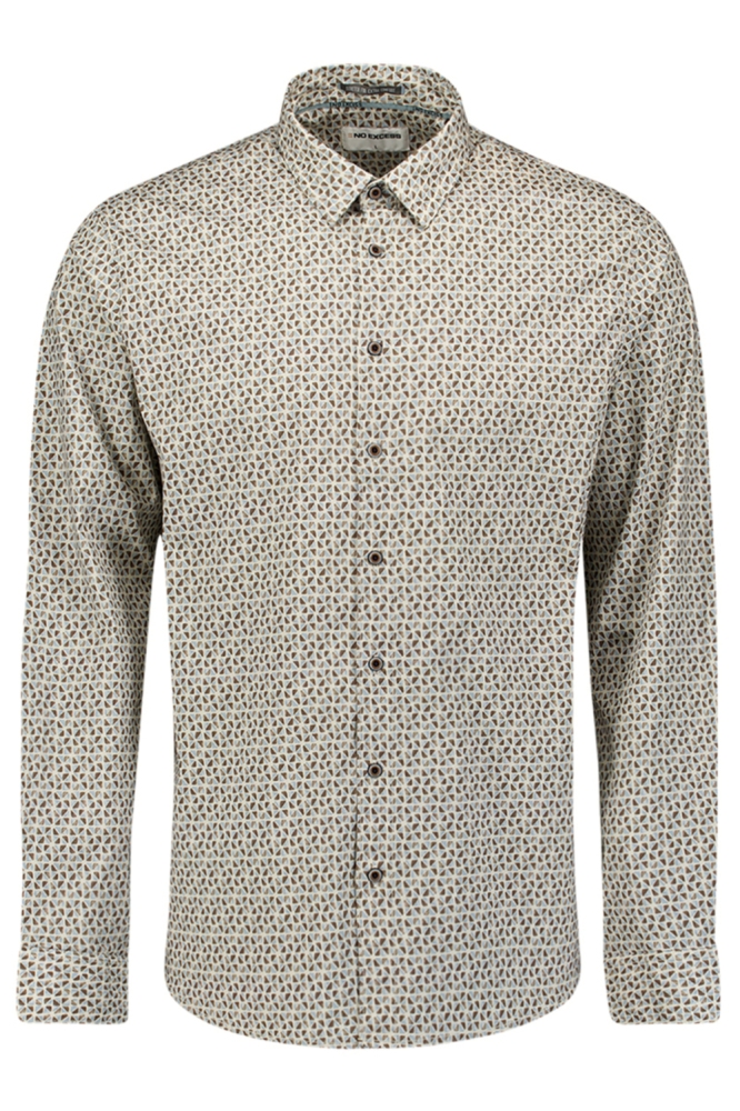 NO-EXCESS taupe heren overhemd | Vooraanzicht