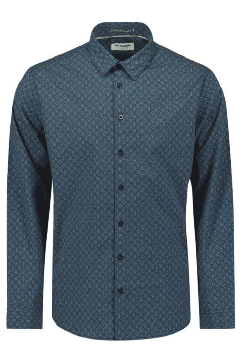 NO-EXCESS blauwe heren overhemd | Vooraanzicht