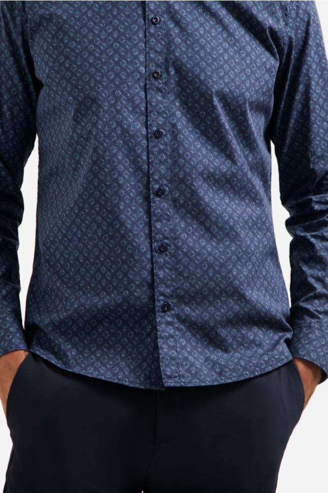 NO-EXCESS blauwe heren overhemd | Close up