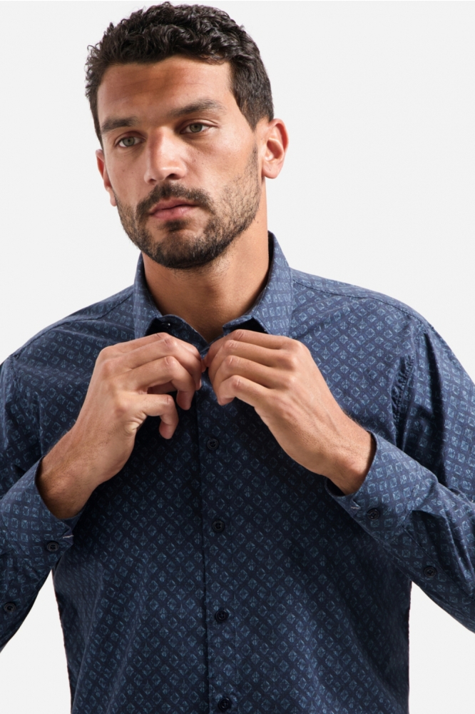 NO-EXCESS blauwe heren overhemd | Close up