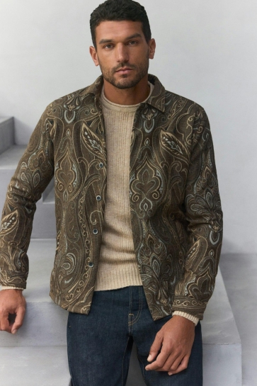 NO-EXCESS HEAVY OVERSHIRT IN JACQUARD PATROON 29530905 040 BROWN