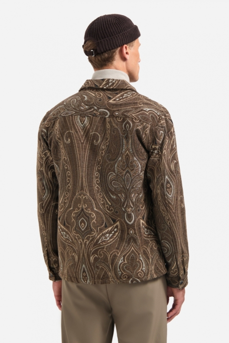 NO-EXCESS bruine heren overhemd | Model achteraanzicht