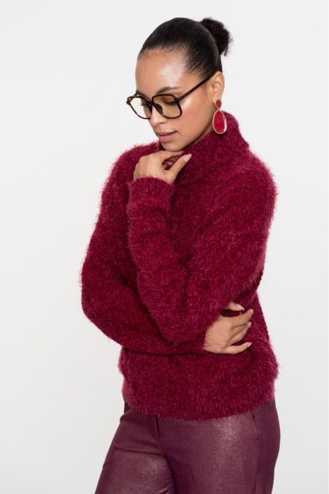 Geisha bordeaux dames trui | Model zijaanzicht