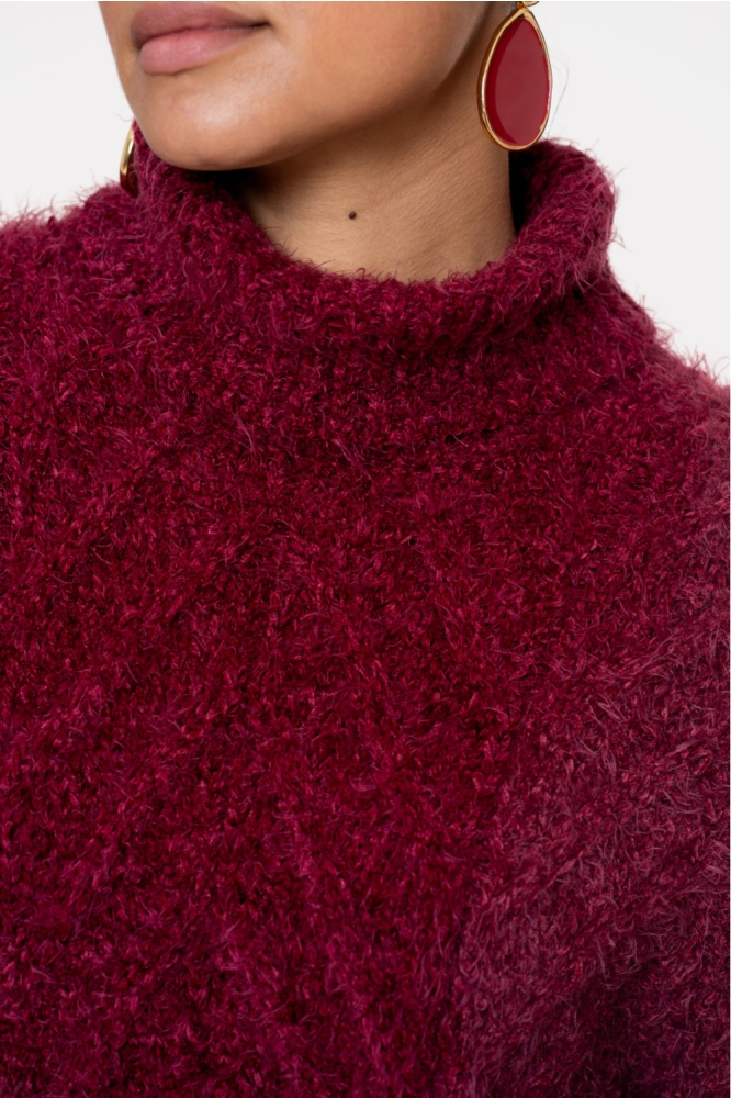 Geisha bordeaux dames trui | Kleurstaal