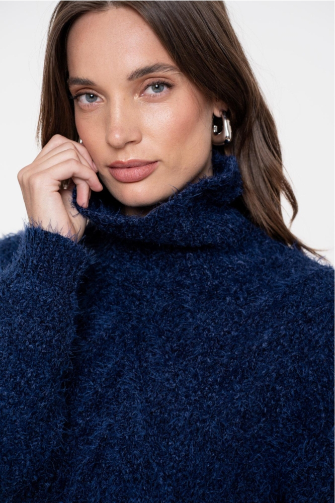 Geisha blauwe dames trui | Close up
