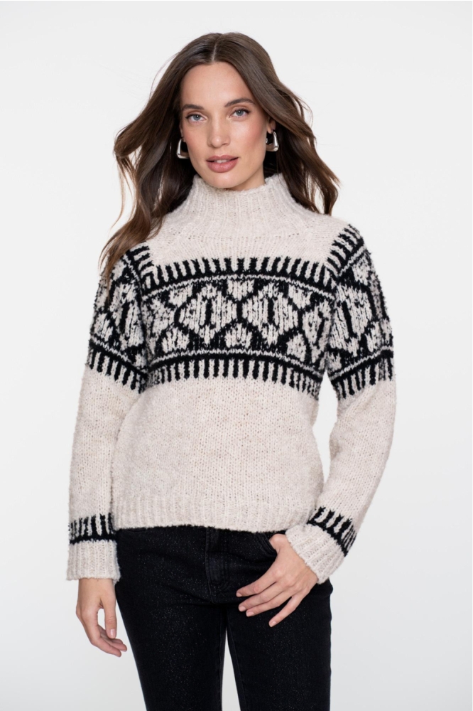 Geisha beige dames trui | Model achteraanzicht