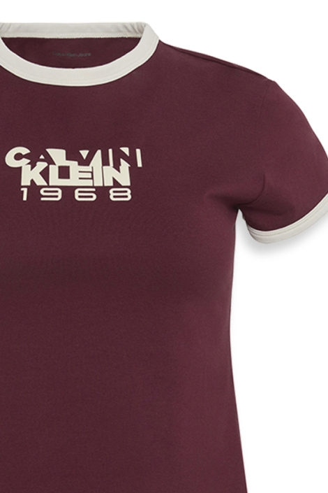 Calvin Klein bordeaux dames t-shirt | Close up