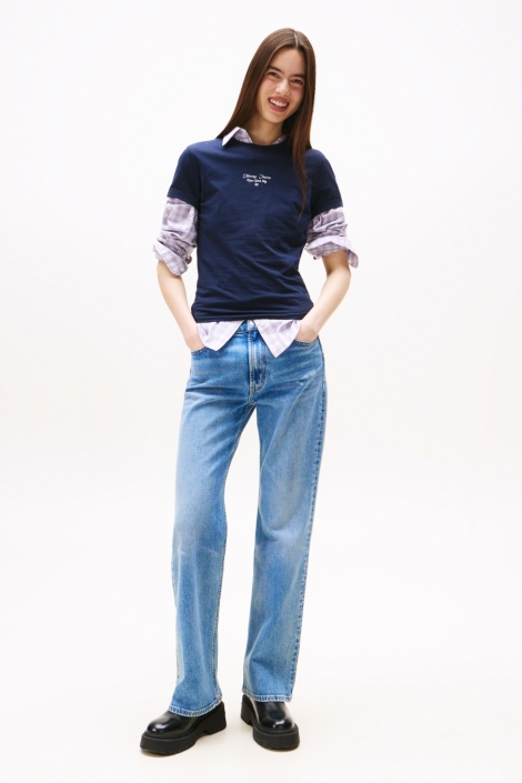 Tommy Jeans blauwe dames t-shirt | Model