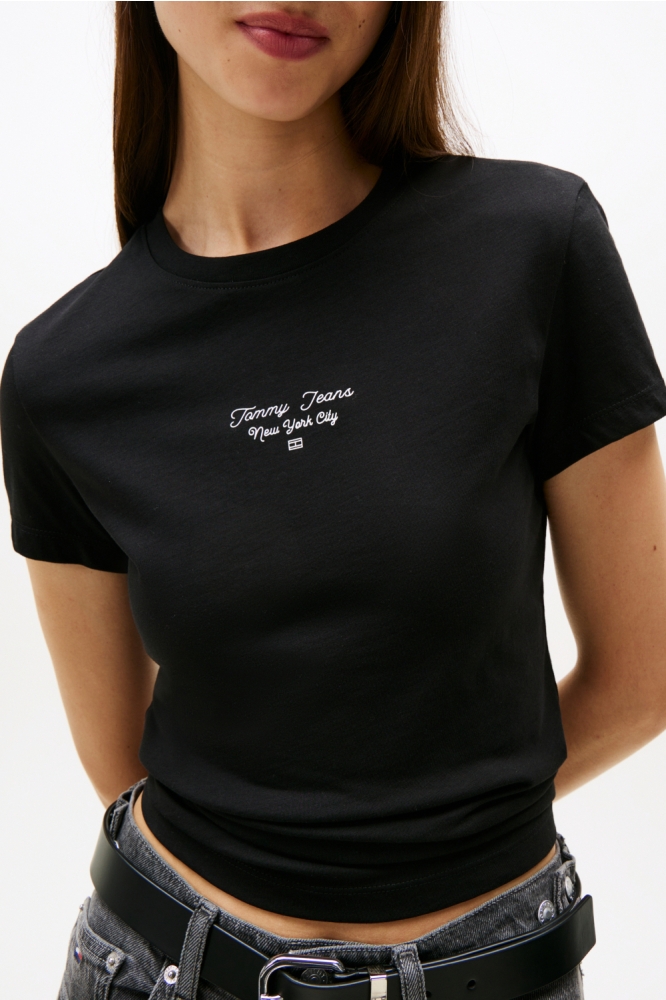 Tommy Jeans zwarte dames t-shirt | Close up