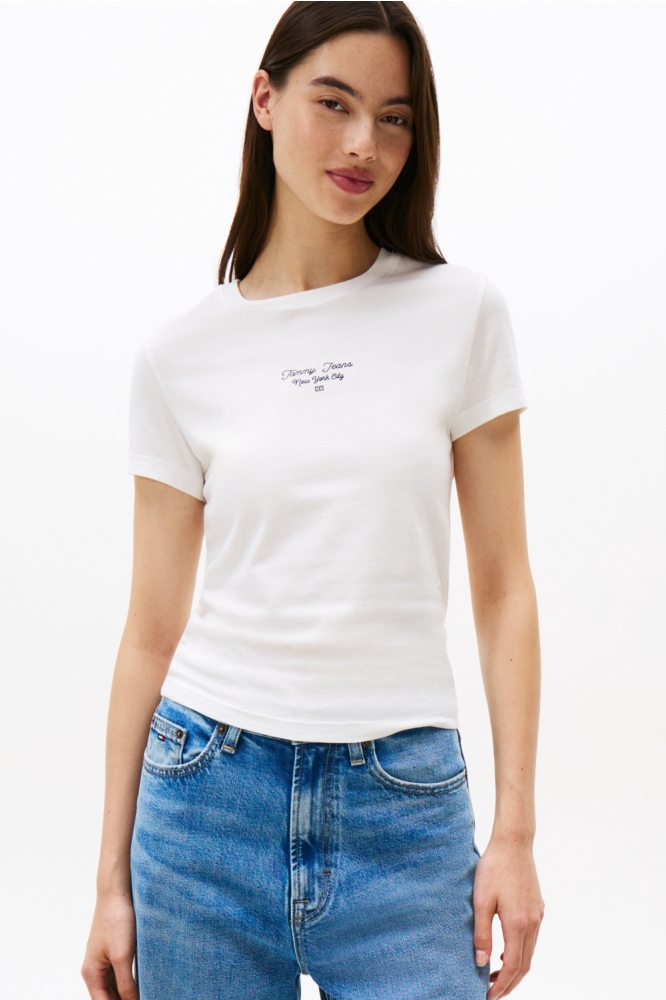 Tommy Jeans witte dames t-shirt | Model vooraanzicht