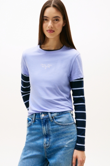 Tommy Jeans TJW SLIM ESS LOGO 1 TEE EXT DW0DW21542 C5Z VINTAGE IRIS
