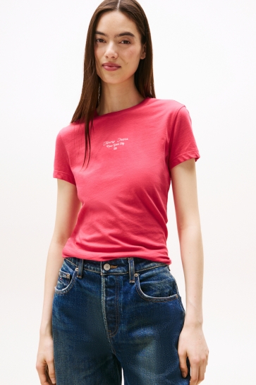 Tommy Jeans tjw slim ess logo 1 tee ext Roze