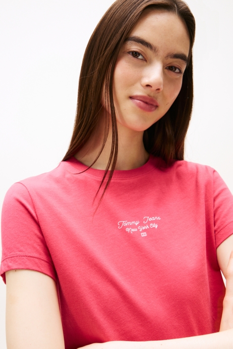 Tommy Jeans roze dames t-shirt | Close up