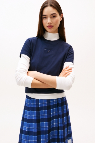 Tommy Jeans TJW REG LINEAR SS TEE DW0DW21964 C1G DARK NIGHT NAVY