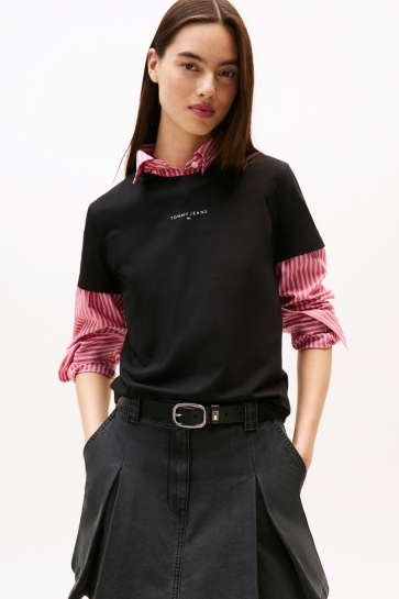 Tommy Jeans TJW REG LINEAR SS TEE DW0DW21964 BDS BLACK
