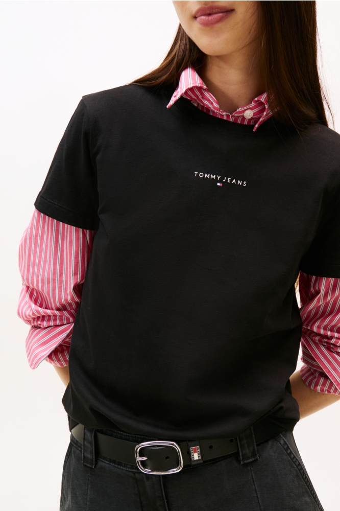 Tommy Jeans zwarte dames t-shirt | Close up
