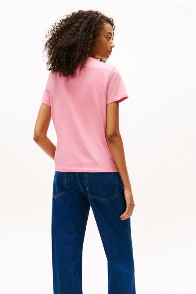 Tommy Jeans roze dames t-shirt | Model achteraanzicht