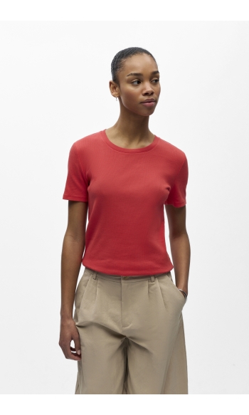 OBJMOLI S/S SLI T-SHIRT NOOS 23048112 POINSETTIA