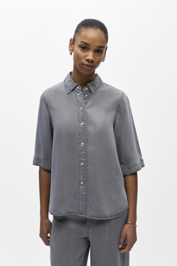 Object Blouse OBJFRAME 2/4 RE DENIM TOP NOOS 23046164 Light Grey Denim
